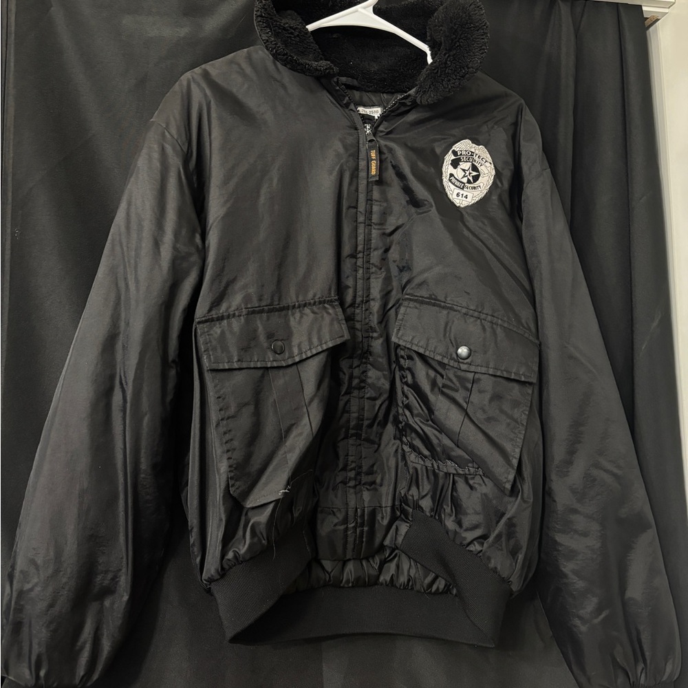 Tuff Guard Men’s Security Black Bomber Jacket with Logo Patch - M